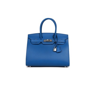 HERMES BIRKIN 30 BLEU FRANCE EPSOM PALLADIUM HARDWARE (30*22*16cm)